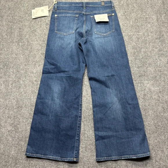 NWT 7 For All Mankind Jeans Women 30 Blue Cropped Jo Slim Illusion Highline Wide